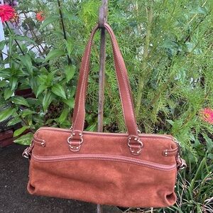 Suede Shoulder Bag in Rust Brown - Women Bags